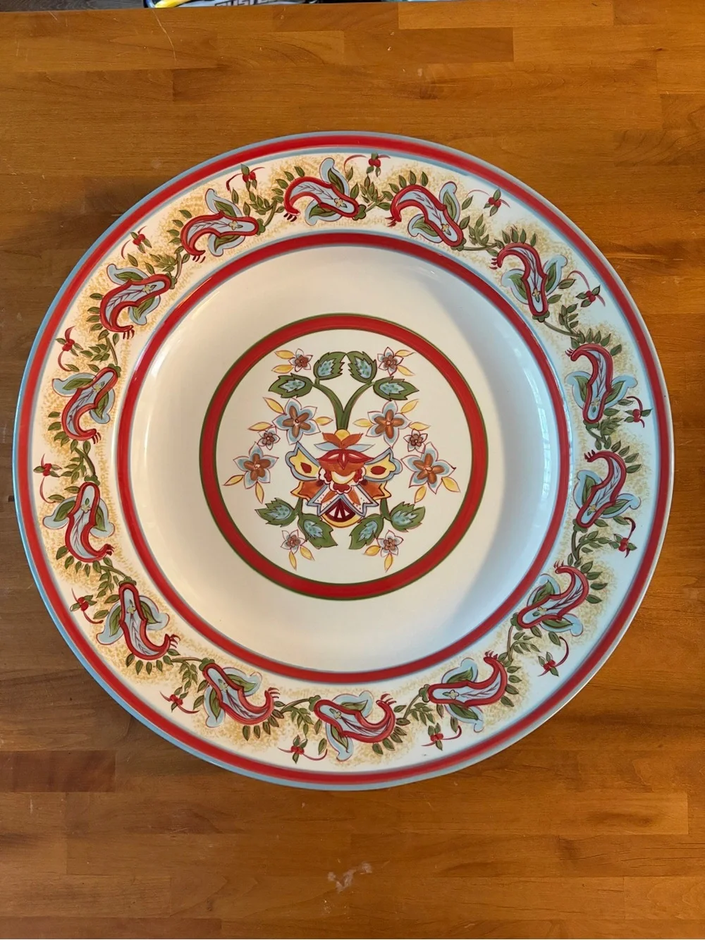Pottery Barn Sausalito Paisley large stoneware 18.25” bowl vintage